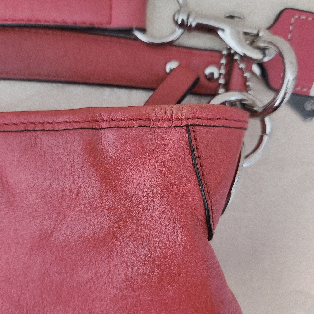 Coach Hampton Coral Pink Leather Shoulder Crossbody Bag Purse 19393 - Picture 13 of 16